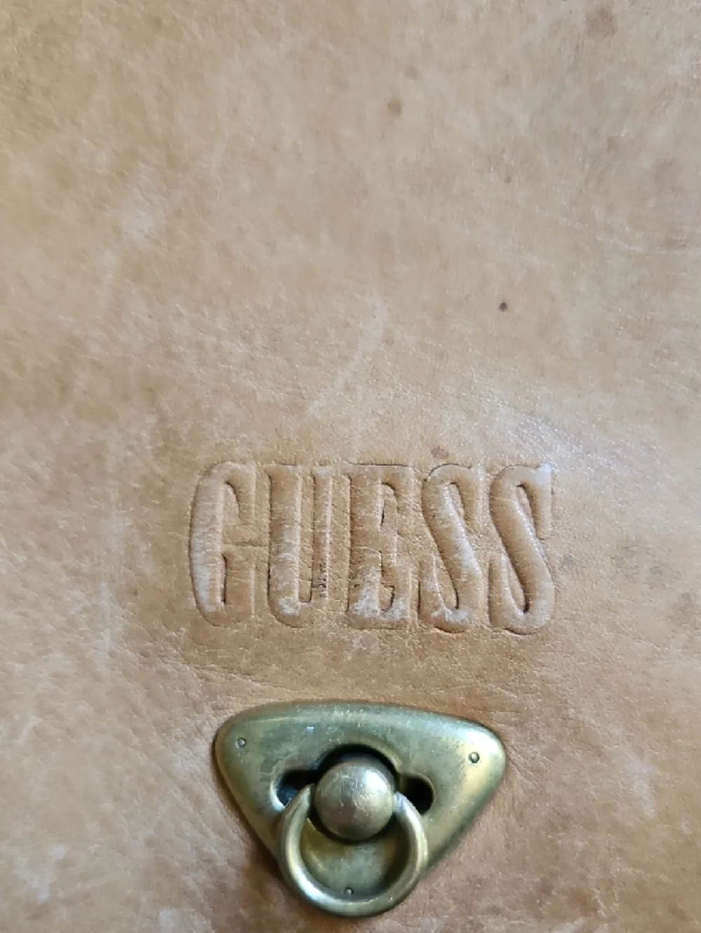 Guess Tan Leather Saddle Crossbody with Brass Hardware - Picture 2 of 6